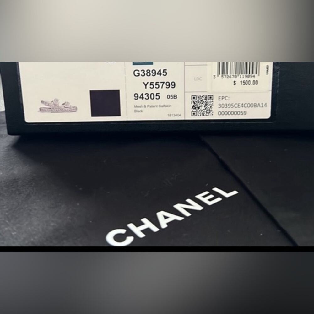 CHANEL Dad Sandals Mesh espadrille and Patent with Raffia sole 36 - Picture 11 of 13